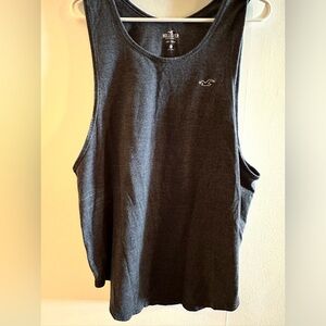 Hollister Mens Tank Top Cotton Black Burnout Medium with embroidered bird large